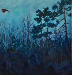 Twilight in the Forest with Flying Woodcocks - Oil on Canvas 1910´s