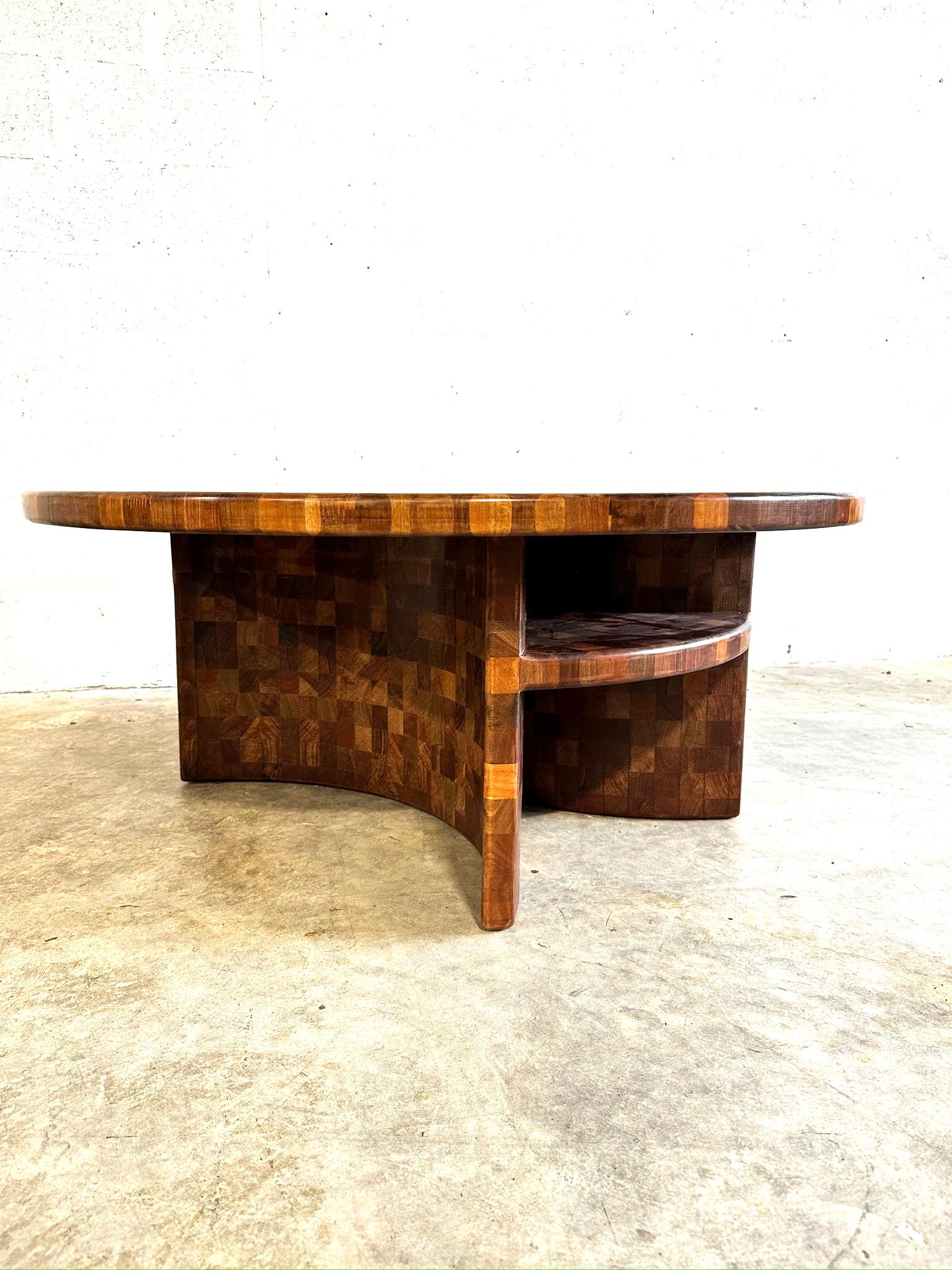 Scandinavian Modern Rolf Middelboe Attrib Vintage Marquetry Checkered Coffee Table For Sale