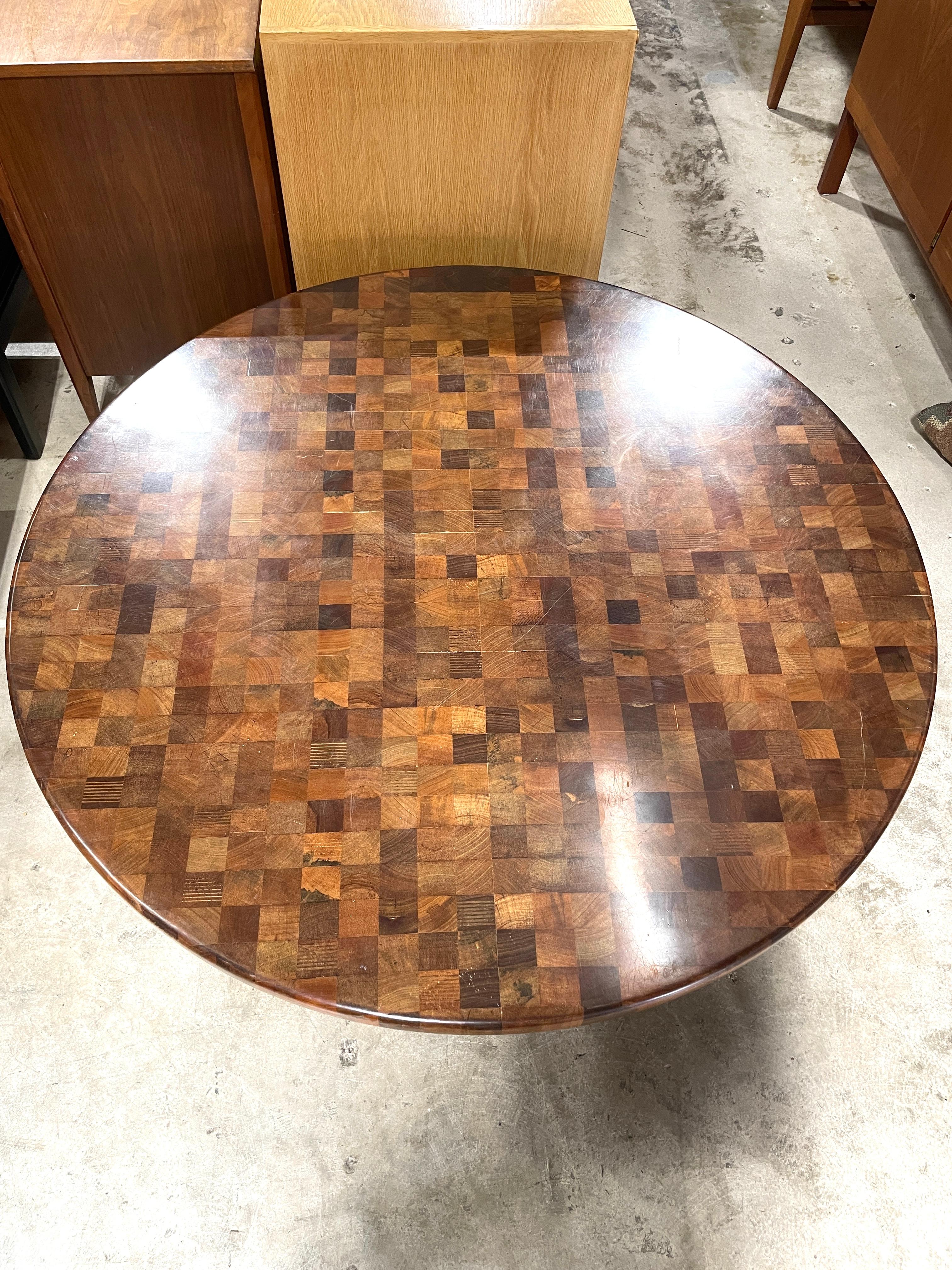 Late 20th Century Rolf Middelboe Attrib Vintage Marquetry Checkered Coffee Table For Sale