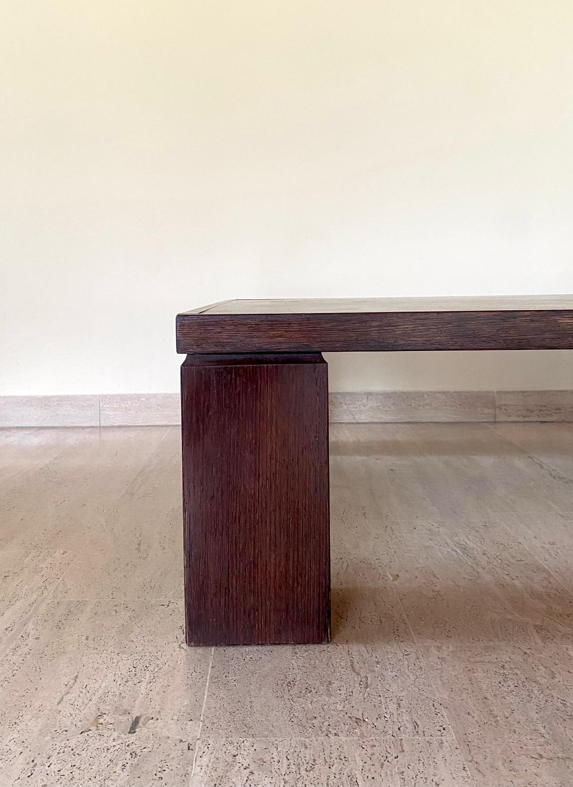 Late 20th Century Rolf Middelboe & Gorm Lindum Marquetry Coffee Table, in Solid Wenge, Denmark For Sale