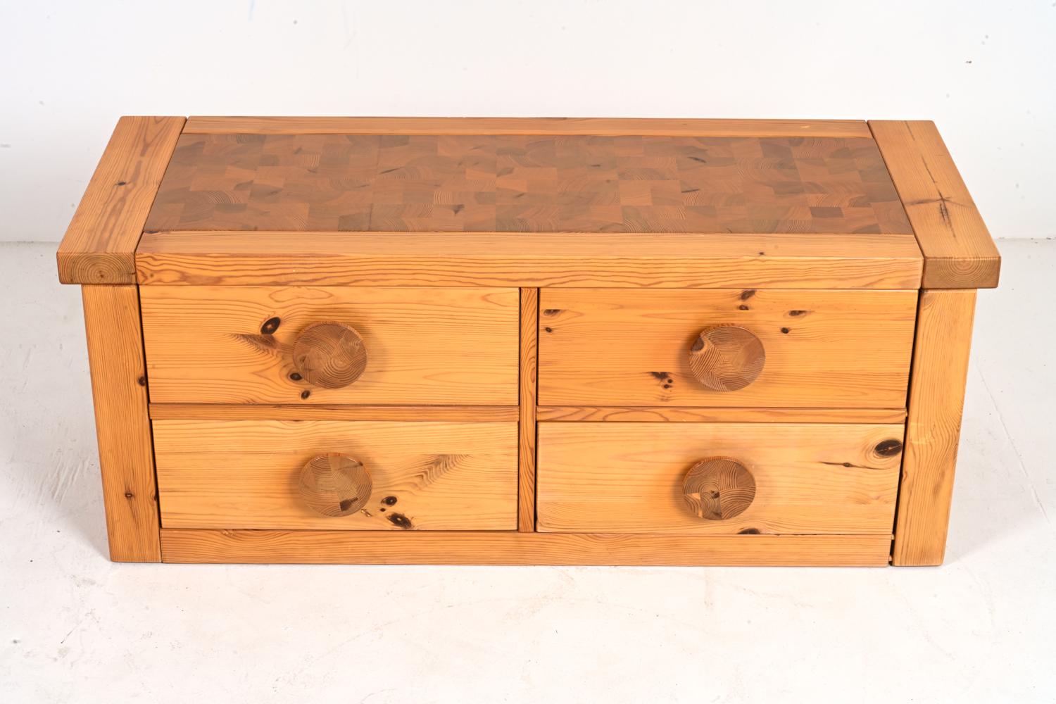 Danish Rolf Middleboe for Tranekær Pine Parquetry Chest, 1970's For Sale