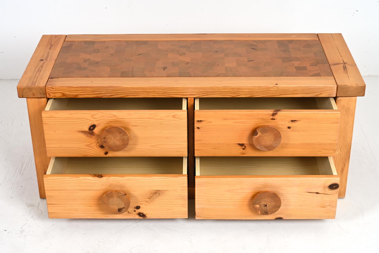 Late 20th Century Rolf Middleboe for Tranekær Pine Parquetry Chest, 1970's For Sale