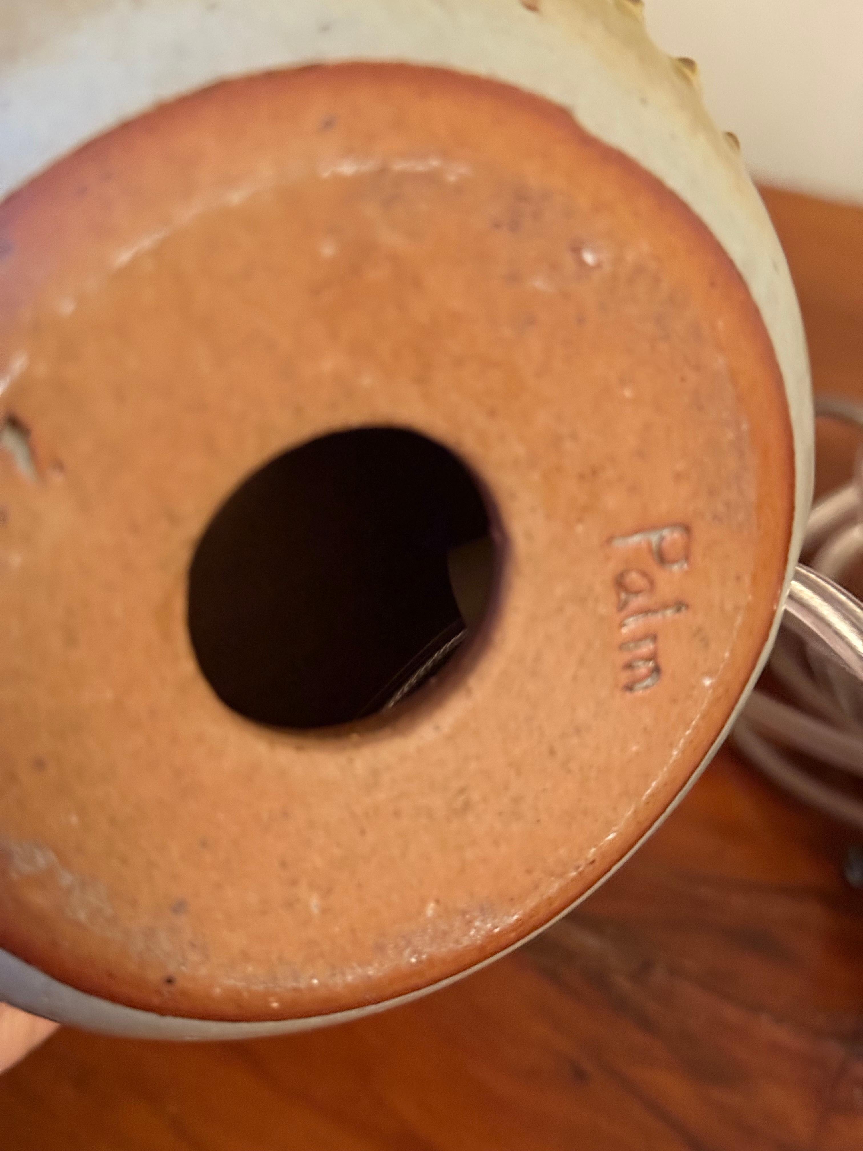 Lámpara de sobremesa Rolf Palm de gres Art Déco en verde y marrón, años 60. en venta 1