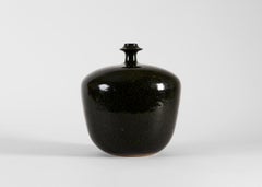 Rolf Palm, grand vase noir à glaçure mouchetée, Suède, 1970