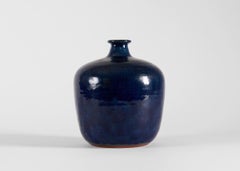 Rolf Palm, Large Deep Blue Glazed Vase, Sweden, 1970s