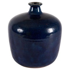 Rolf Palm, Large Deep Blue Glazed Vase, Sweden, 1970s
