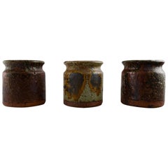 Rolf Palm, Mölle, Three Unique Ceramic Vases, Swedish Design, 1970s-1980s