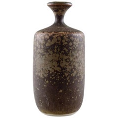 Rolf Palm, Mölle, Unique Ceramic Vase, Speckled Glaze in Brown Shades