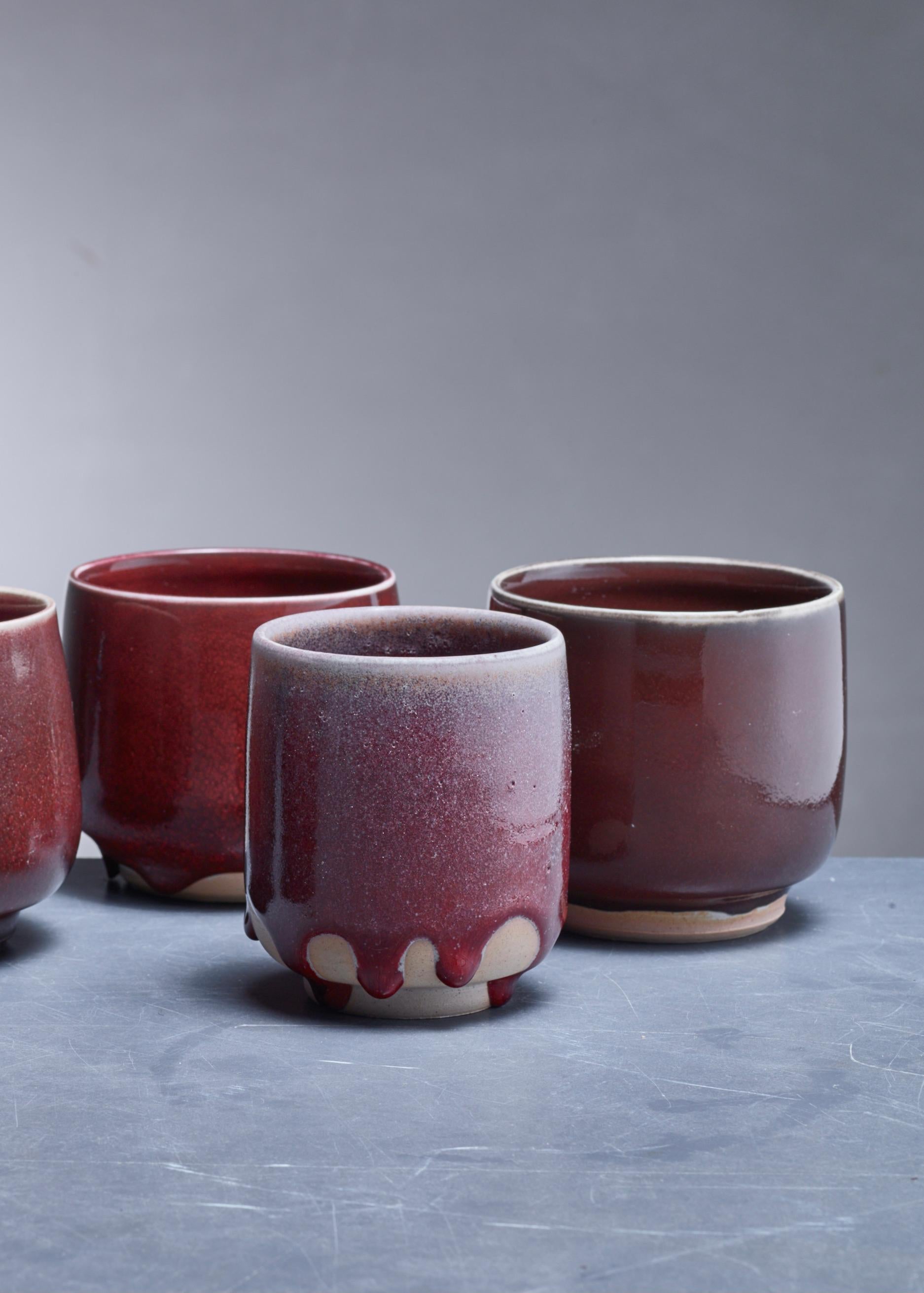 Swedish Rolf Palm Set of Five Ceramic Vases, Sweden, 1990s For Sale
