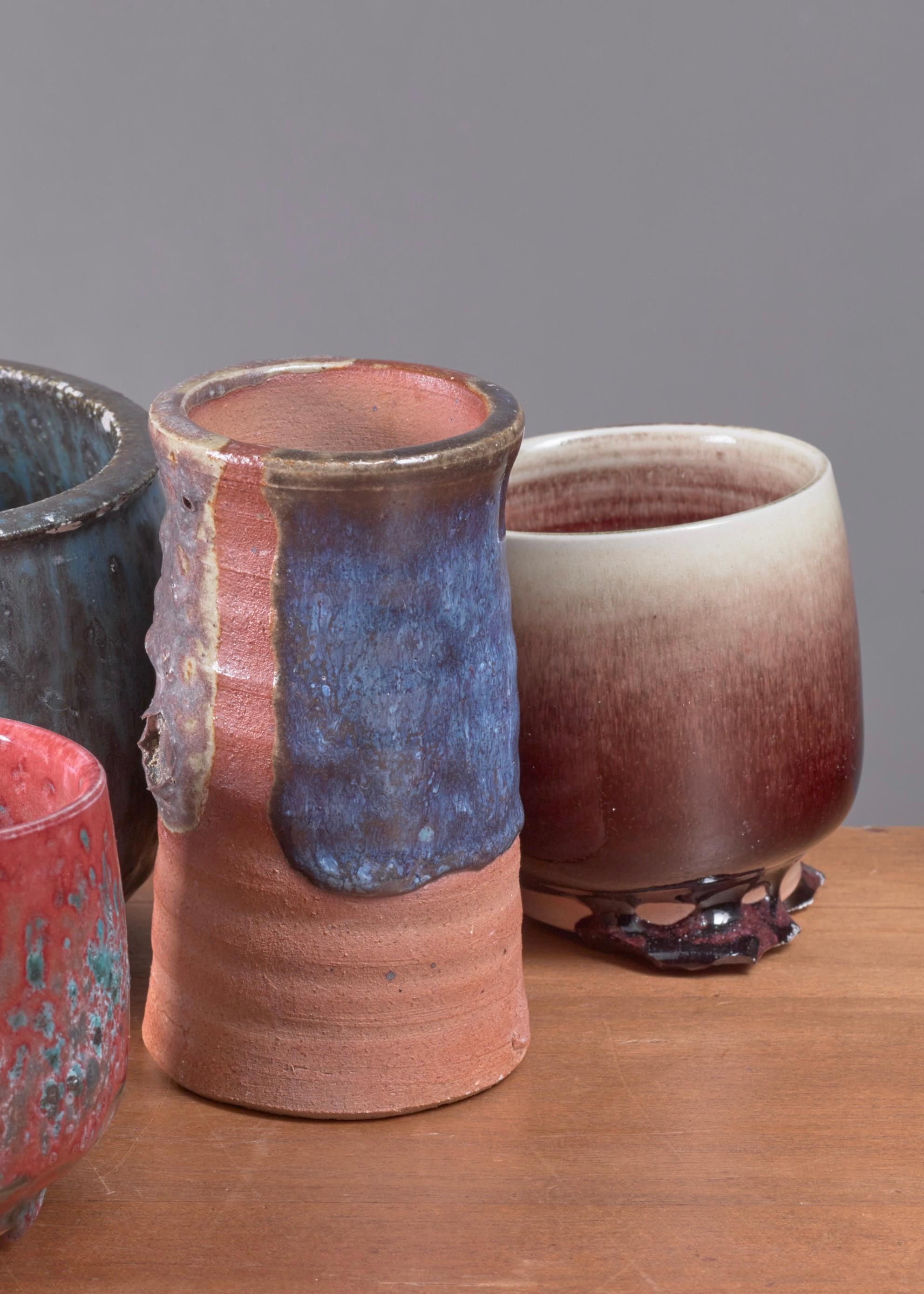 Swedish Rolf Palm Set of Four Ceramic Vases, Sweden, 1970s For Sale