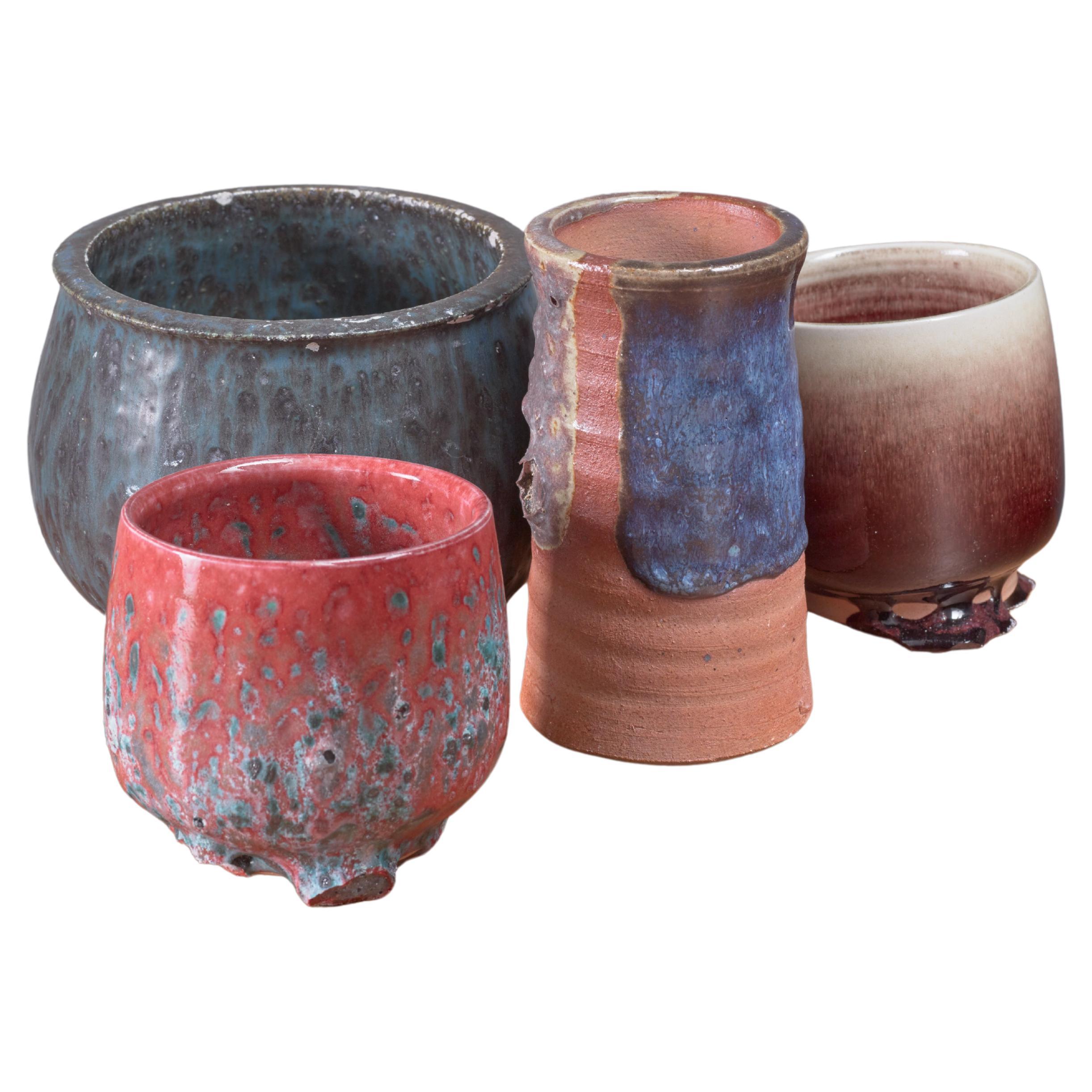 Rolf Palm Set of Four Ceramic Vases, Sweden, 1970s For Sale
