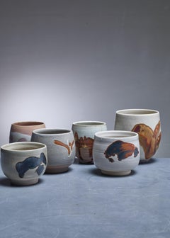Rolf Palm Set of Six Ceramic Vases, Sweden, 1990s