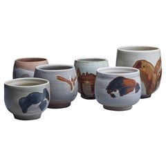 Rolf Palm Set of Six Ceramic Vases, Sweden, 1990s