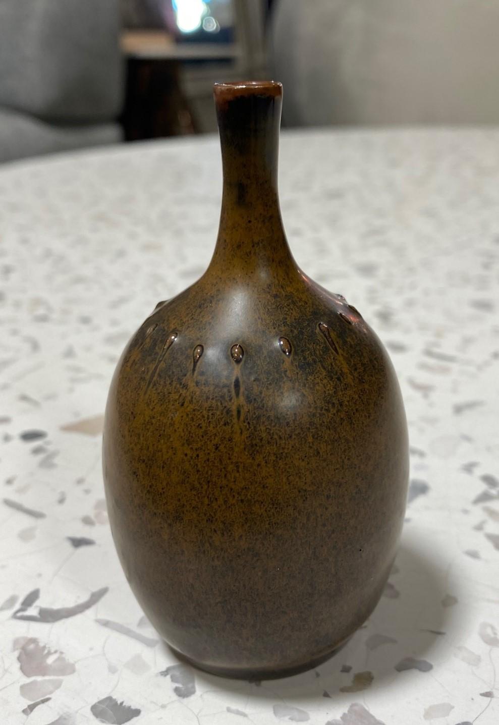 Vernissé Rolf Palm Signé Vase miniature scandinave du milieu du siècle pour Mölle Sweden en vente
