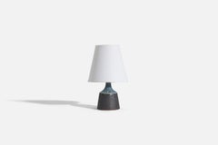Rolf Palm, Lampada da tavolo, Gres smaltato blu e nero, Mölle, Svezia, anni '60