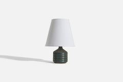 Rolf Palm, Tischleuchte, blau glasiertes Steingut, Mölle, Schweden, 1960er Jahre