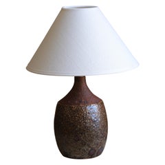 Rolf Palm, Table Lamp, Glazed Stoneware, Linen, Mölle, Sweden, 1960s
