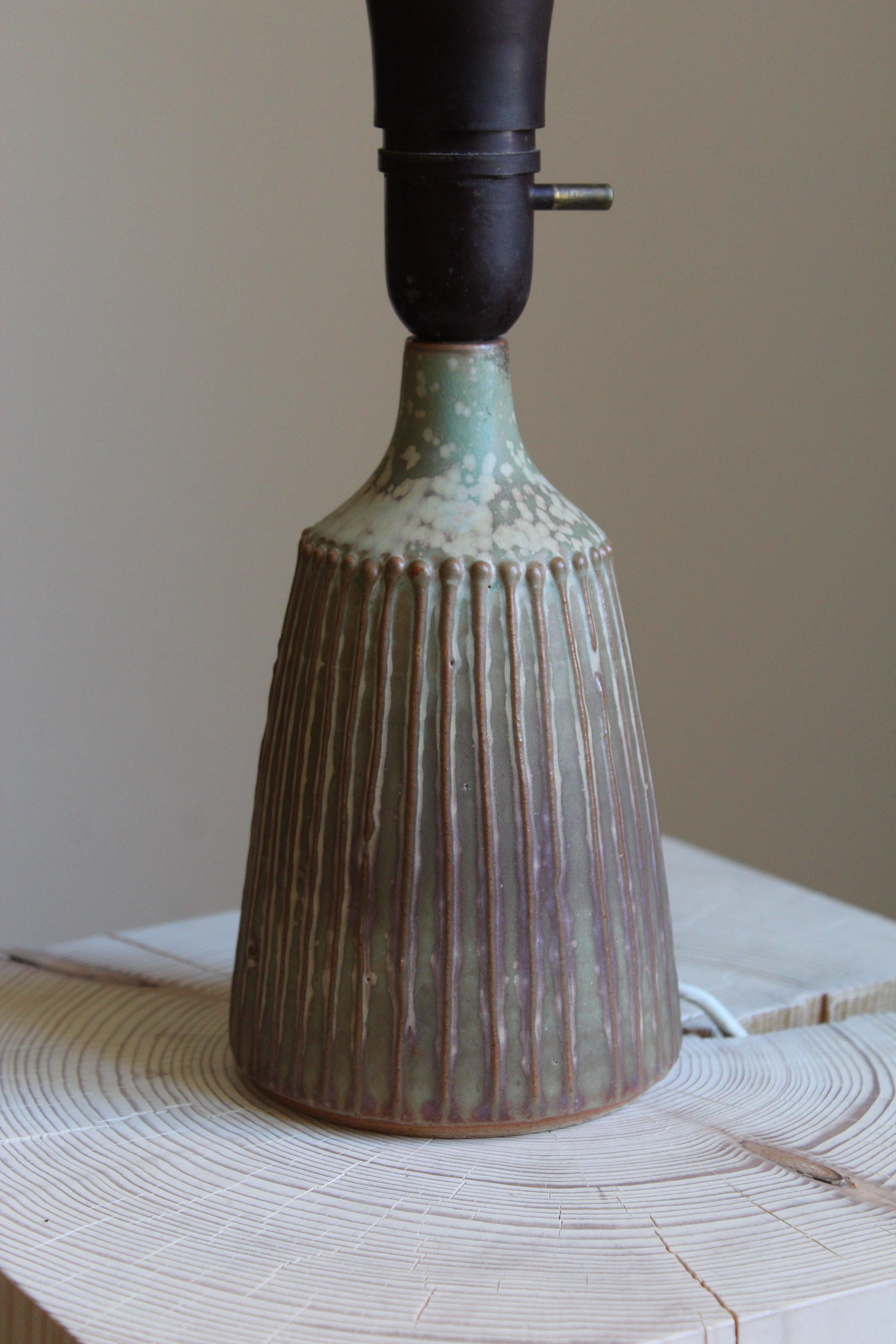 Swedish Rolf Palm, Table Lamp, Glazed Stoneware, Mölle, Sweden, 1960s