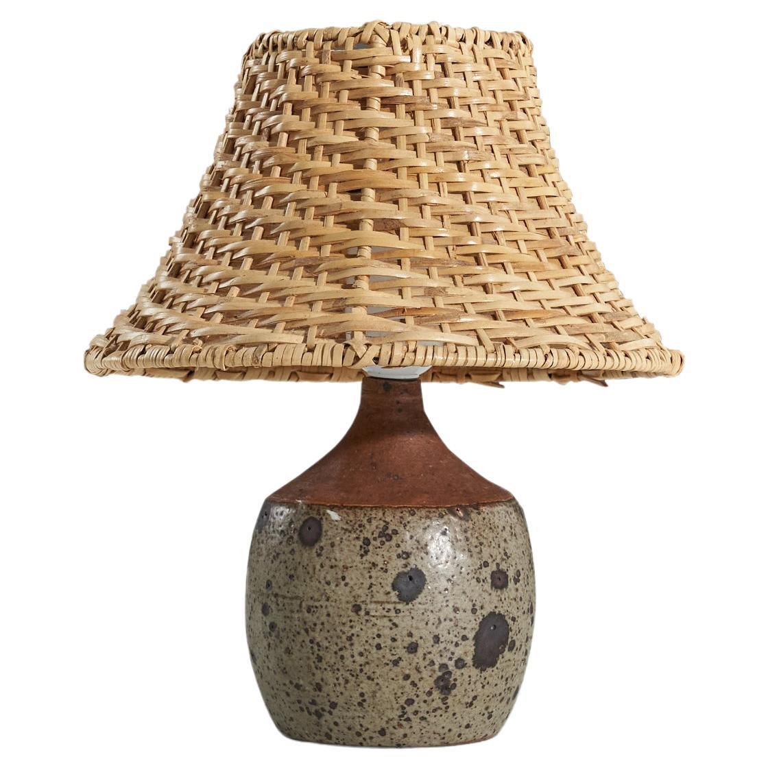 Rolf Palm, lampe de bureau, grès gris et marron émaillé, Mlle, Suède, années 1960