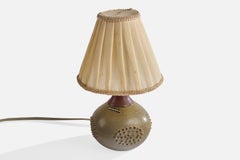 Rolf Palm, Table Lamp, Stoneware, Fabric, Sweden, 1960s