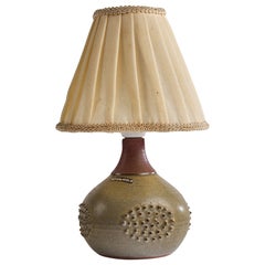 Rolf Palm, Table Lamp, Stoneware, Fabric, Sweden, 1960s