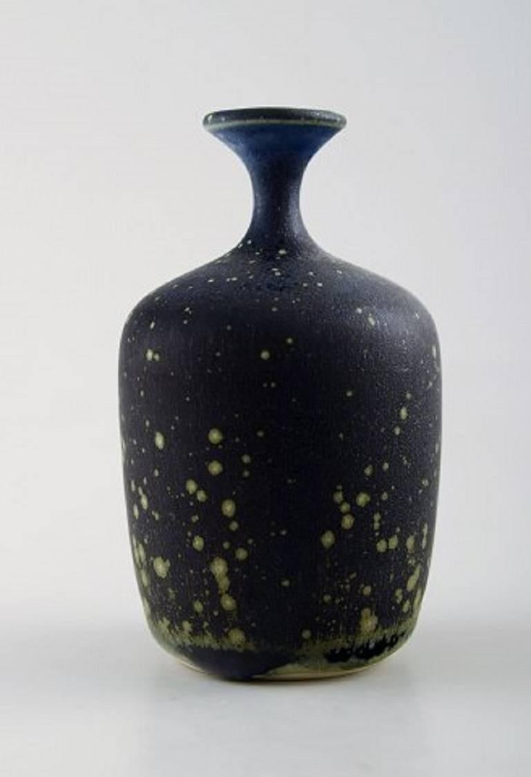 Scandinavian Modern Rolf Palm, Mölle, Unique Art Pottery Vase, Swedish Design, 1980s