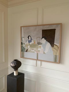 Breakfast Interior Scene, Vintage Oil Painting, Framed, 1970s