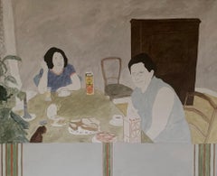 Breakfast Interior Scene, Vintage Oil Painting, Framed, 1970s