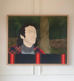 Portrait of a Man in the Forest, Vintage Oil Painting, Framed, 1970s