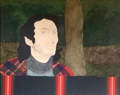 Portrait of a Man in the Forest, Vintage Oil Painting, Framed, 1970s