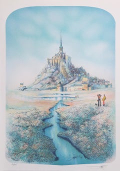 Mont Saint-Michel, Impressionist Lithograph by Rolf Rafflewski