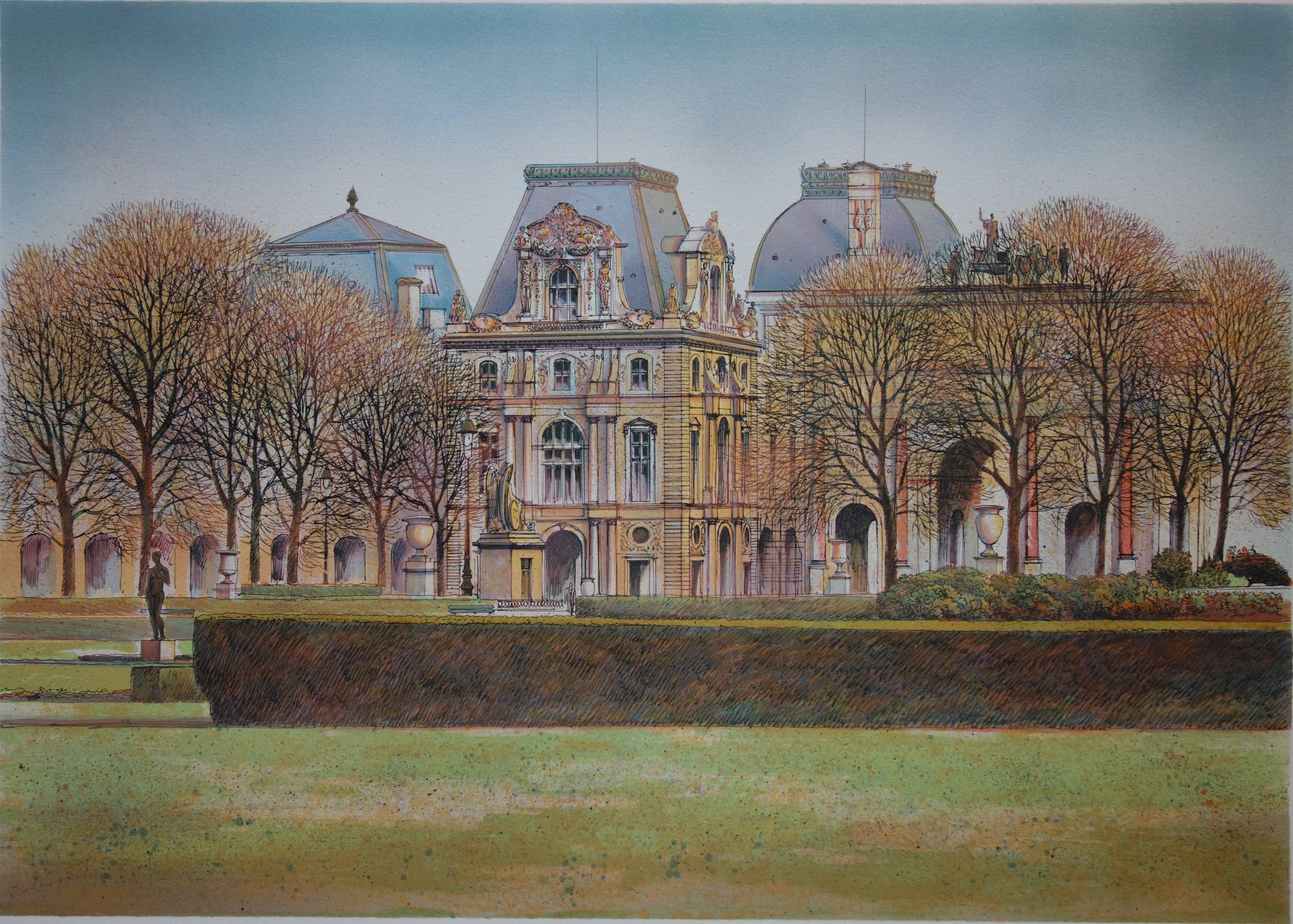 Paris : Louvre Museum - Original handsigned lithograph - Modern Print by Rolf RAFFLEWSKI