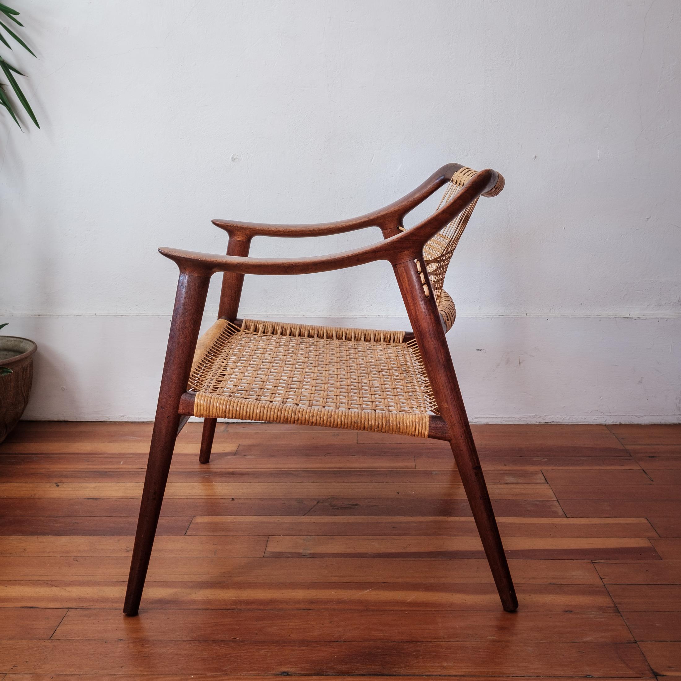 Norwegian Rolf Rastad & Adolf Relling “Bambi” Cane Armchair  For Sale