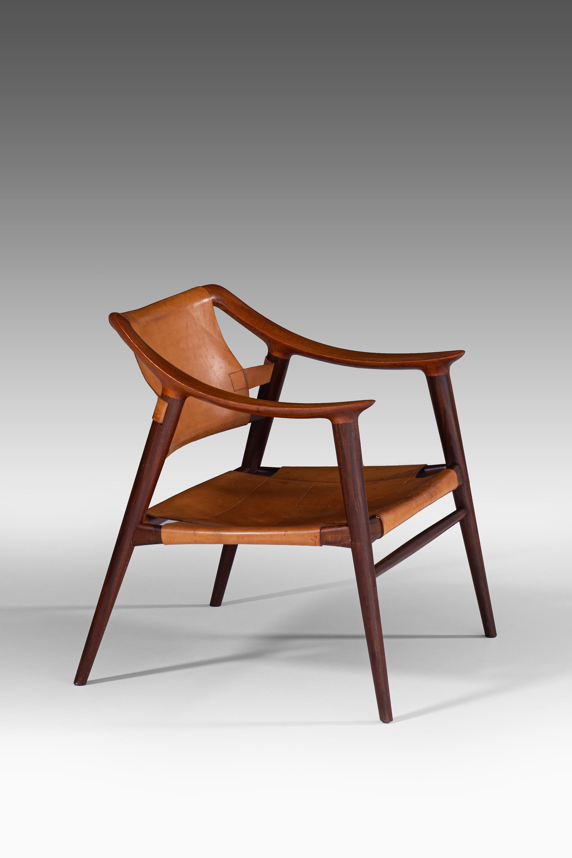 Leather Rolf Rastad & Adolf Relling Easy Chairs Model Bambi by Gustav Bahus in Norway