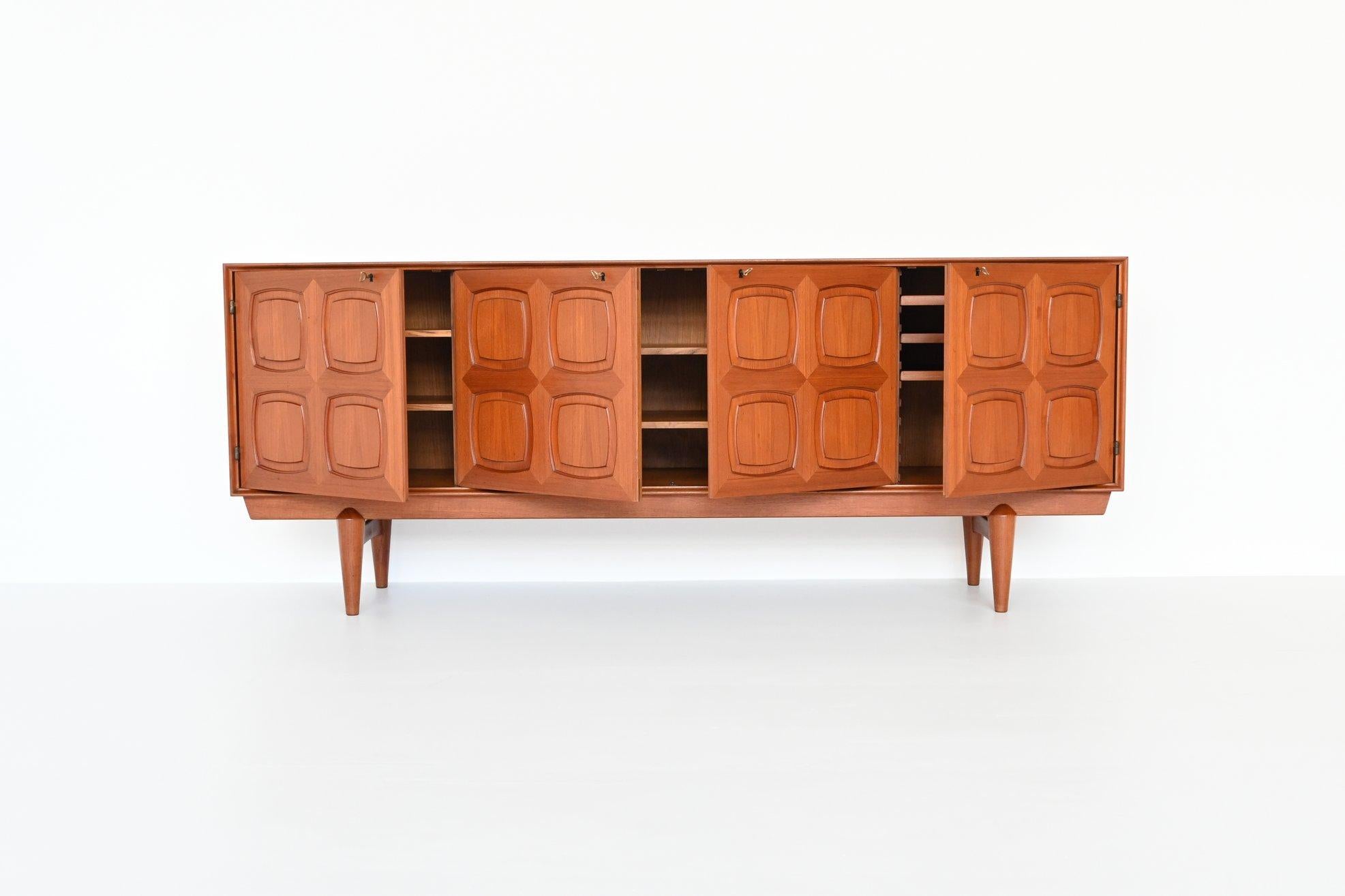 Brass Rolf Rastad & Adolf Relling Graphic Sideboard Gustav Bahus, Norway 1960