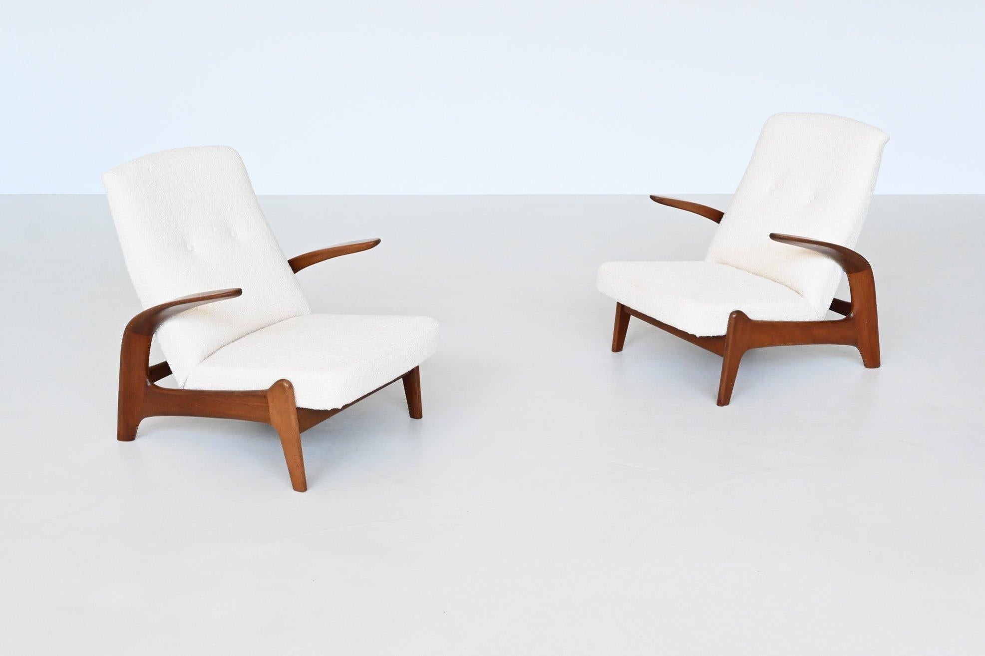 Bouclé Rolf Rastad and Adolf Relling lounge chairs Gimson and Slater Norway 1960