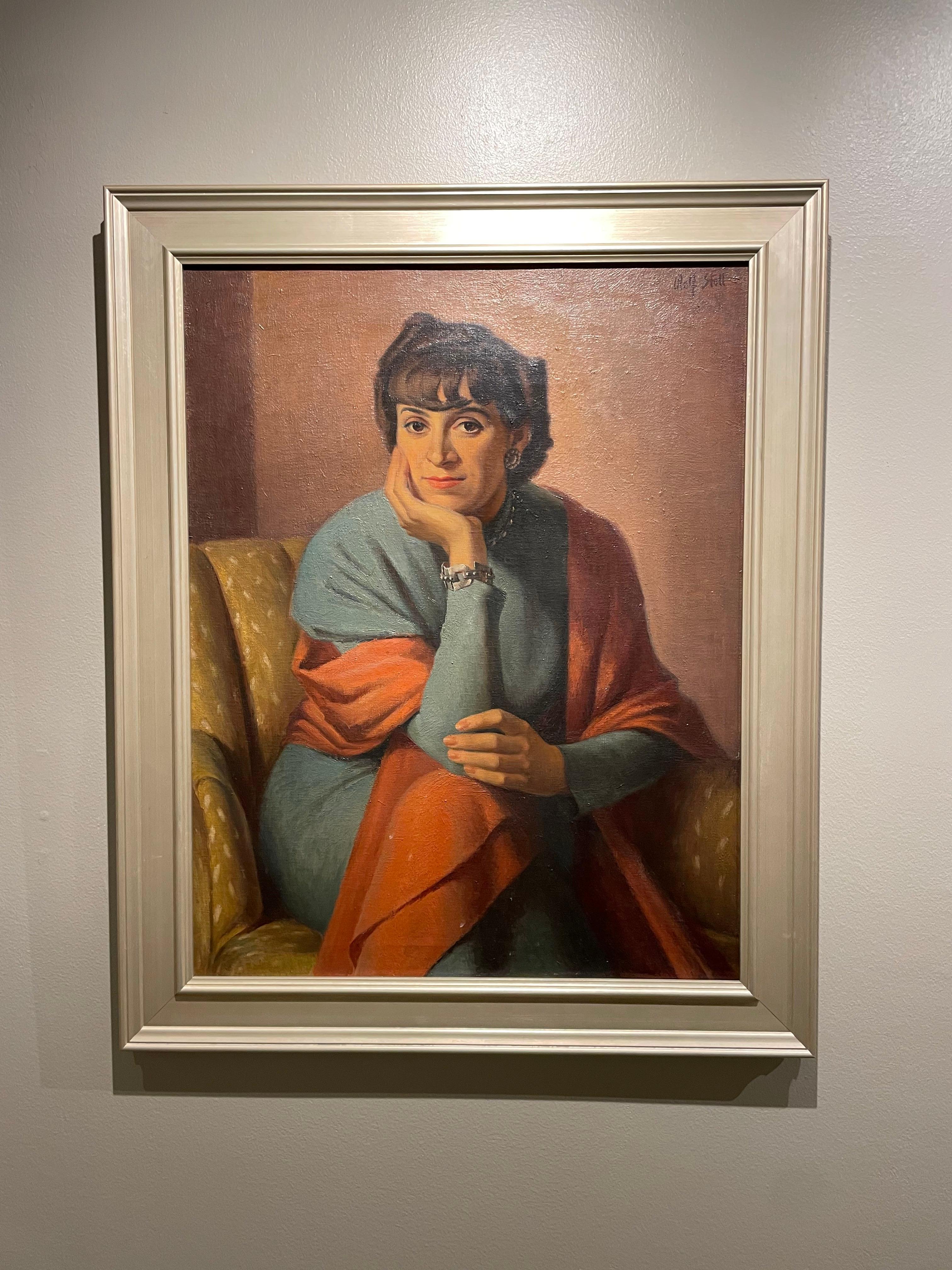 1940 Grande ritratto di donna, Kae Dorn Cass, dell'artista della scuola di Cleveland in vendita 6