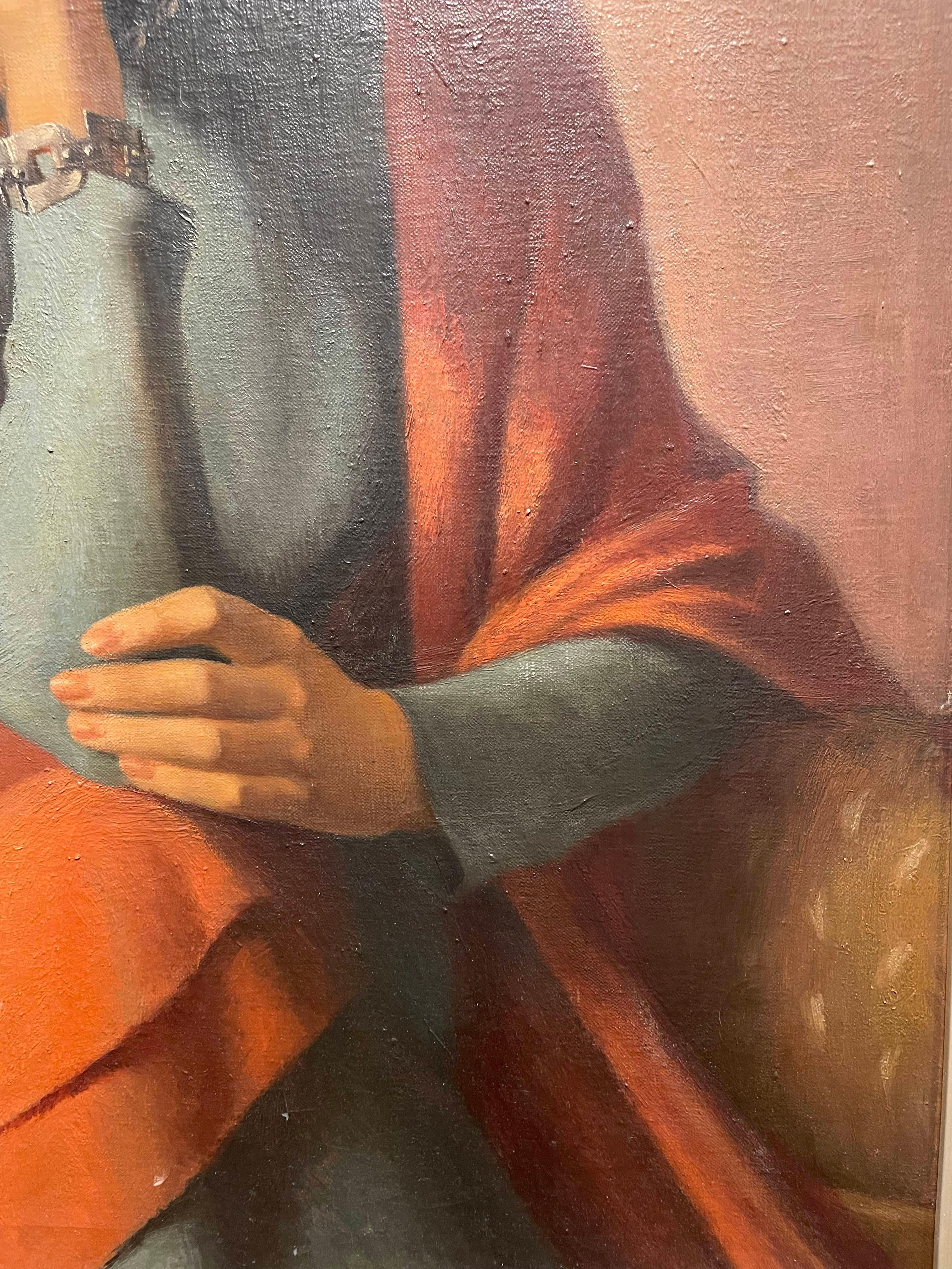 1940 Grande ritratto di donna, Kae Dorn Cass, dell'artista della scuola di Cleveland in vendita 8