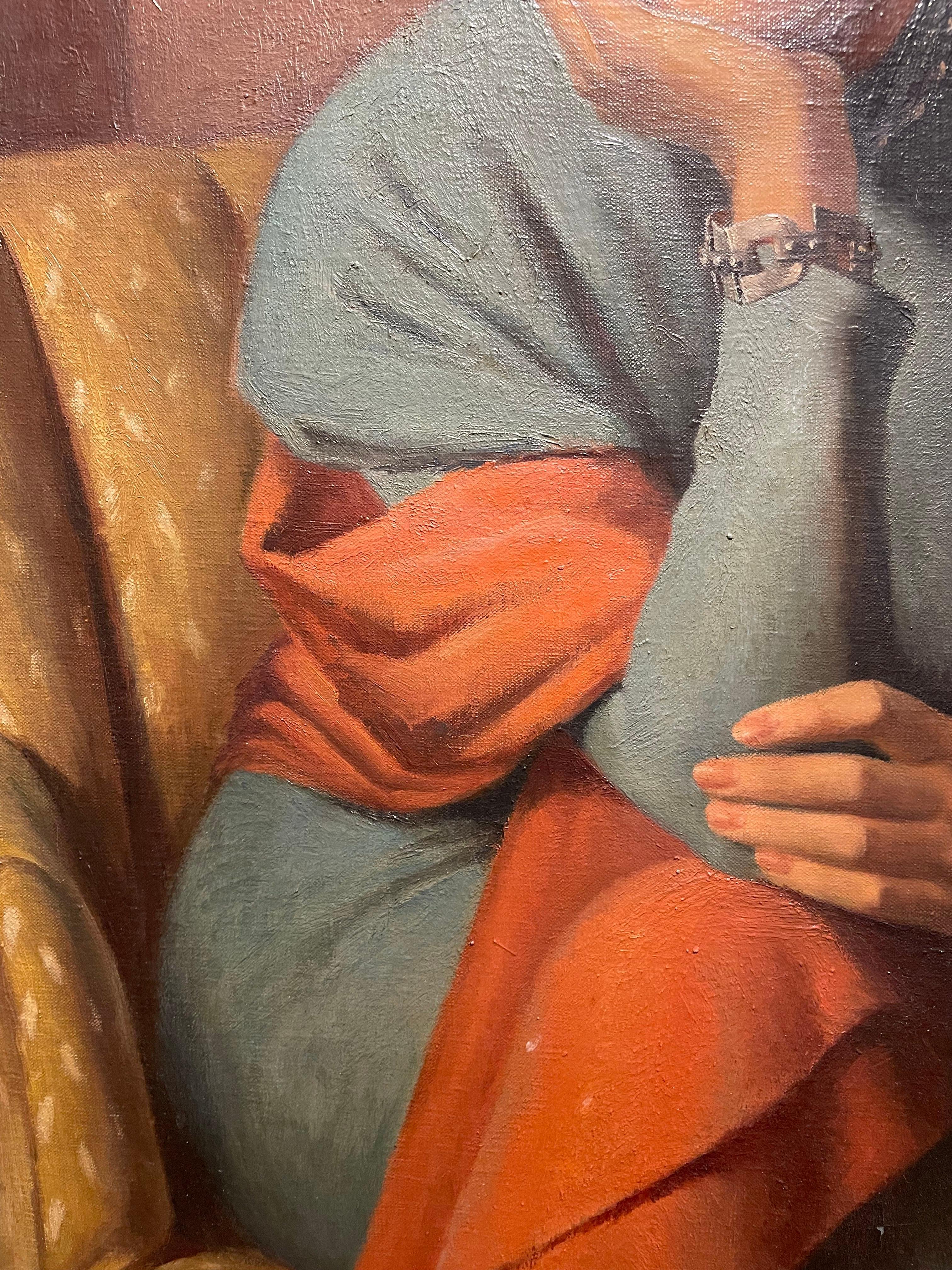 1940 Grande ritratto di donna, Kae Dorn Cass, dell'artista della scuola di Cleveland in vendita 2