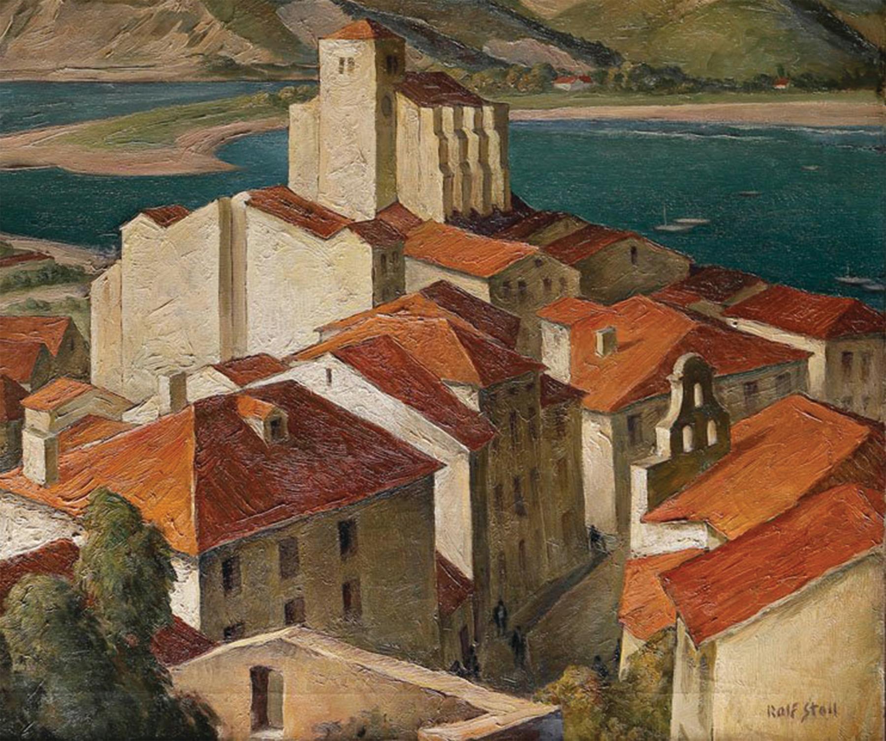 Rolf Stoll (American, 1892-1978)
Spanish Seaside Village (Cadaques Catalonia)
Oil on canvas
Signed lower right
28 x 38 inches
Exhibited: The 11th Annual May Show, Cleveland Museum of Art, 1929

Rolf Stoll, a painter of figure subjects, landscapes
