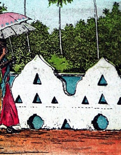 ''Local Beauties 10 - Kandy'' Color etching of Sri Lankan scene, Asia