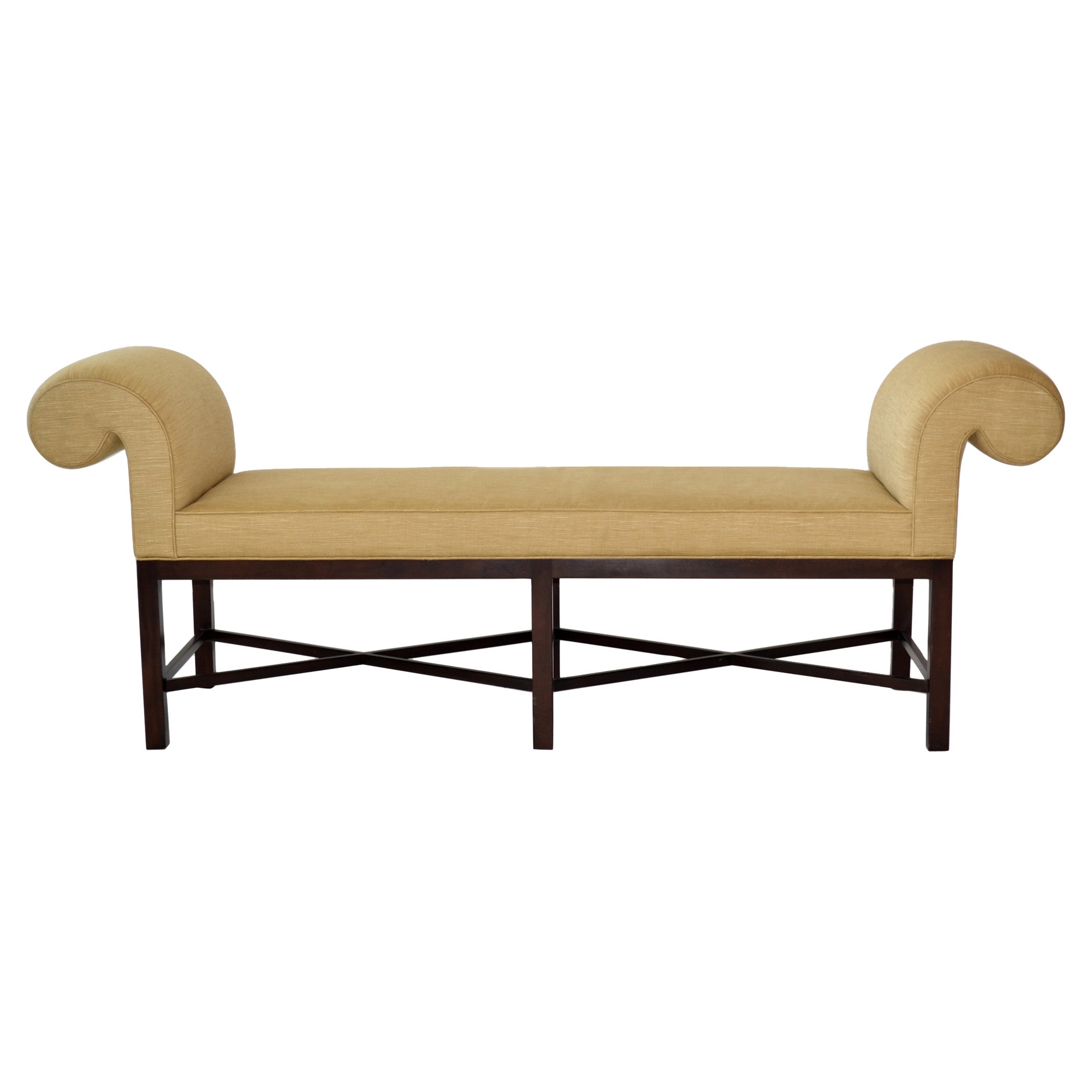 Roll Arm Bench or Chaise in Silk by Thomas Pheasant for Baker Furniture