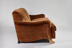 Roll Arm Carl Sofa with Tight Back and Hand Carved Feet by Martin and Brockett