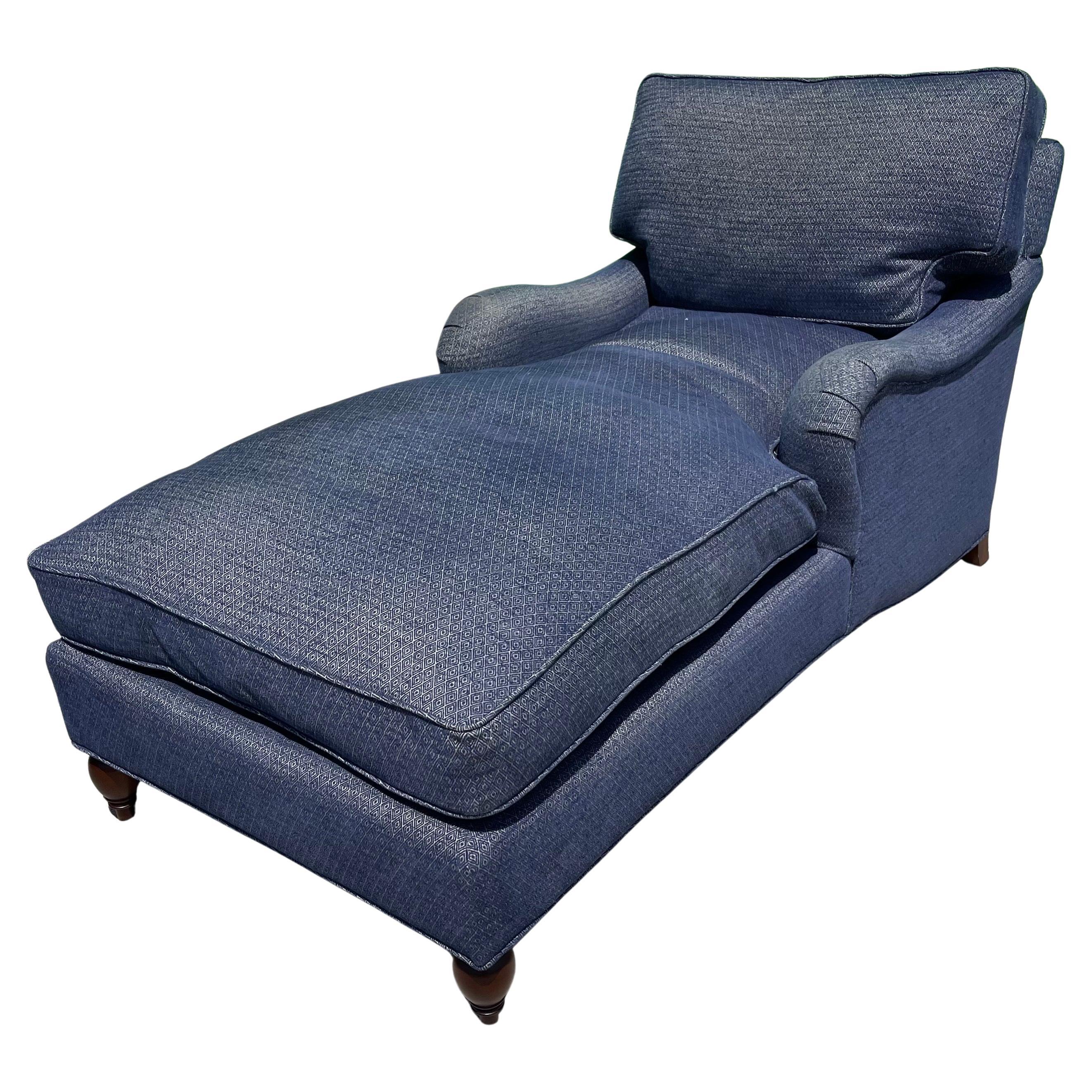 Roll Arm Chaise Lounge Daybed, Handmade in America by Lee Jofa