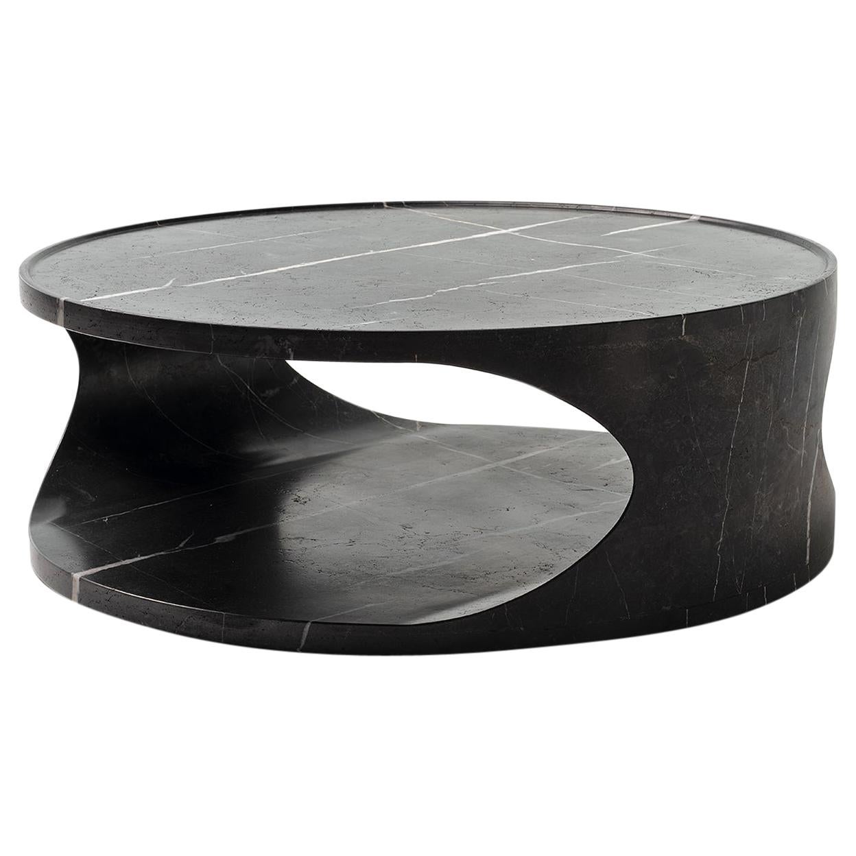 21st Century Modern Sculptural Carrara Marble Coffee Table Carved From Block For Sale