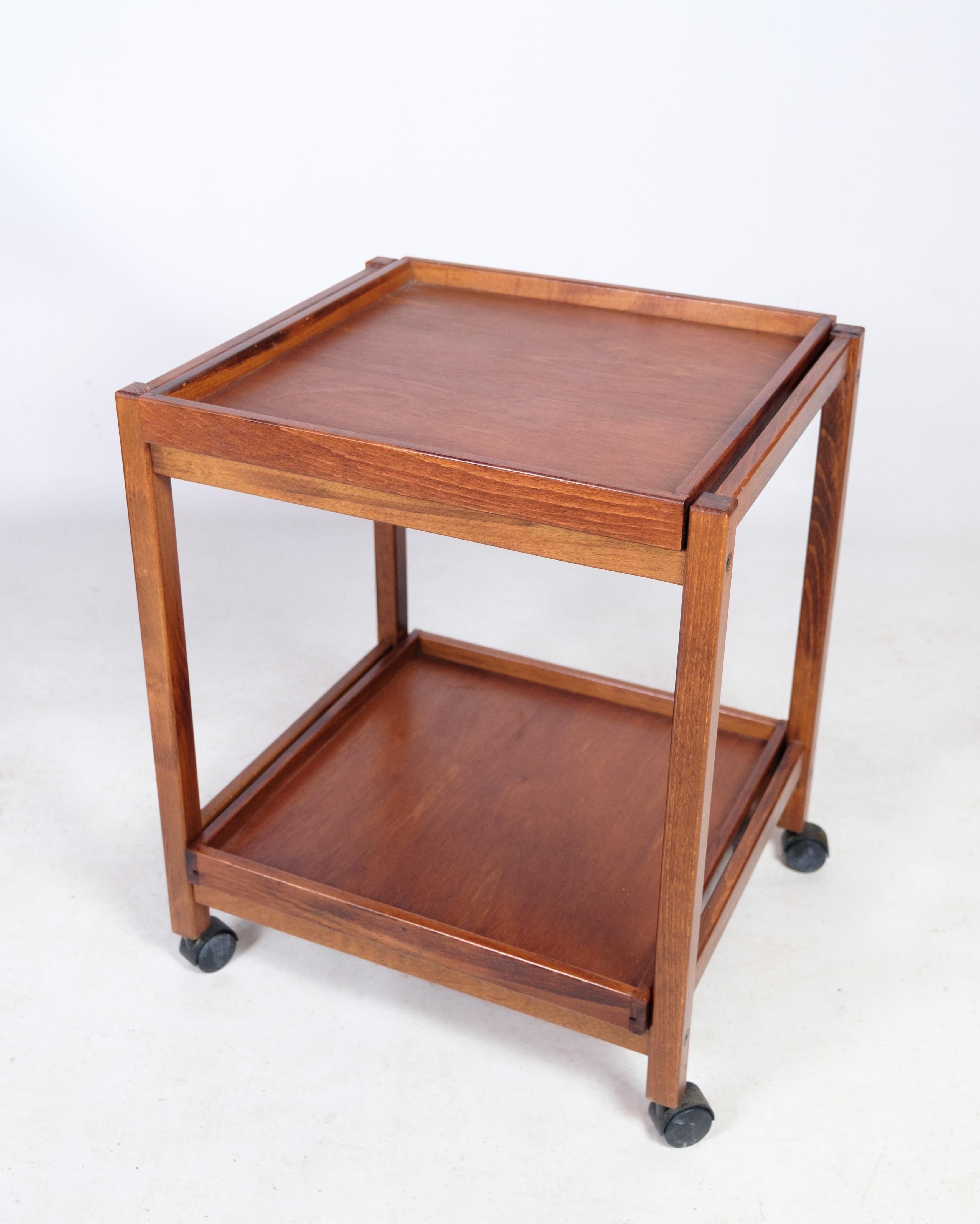 Roll Coffee Table, Serving Tray, Walnut Wood, 1960 For Sale 3