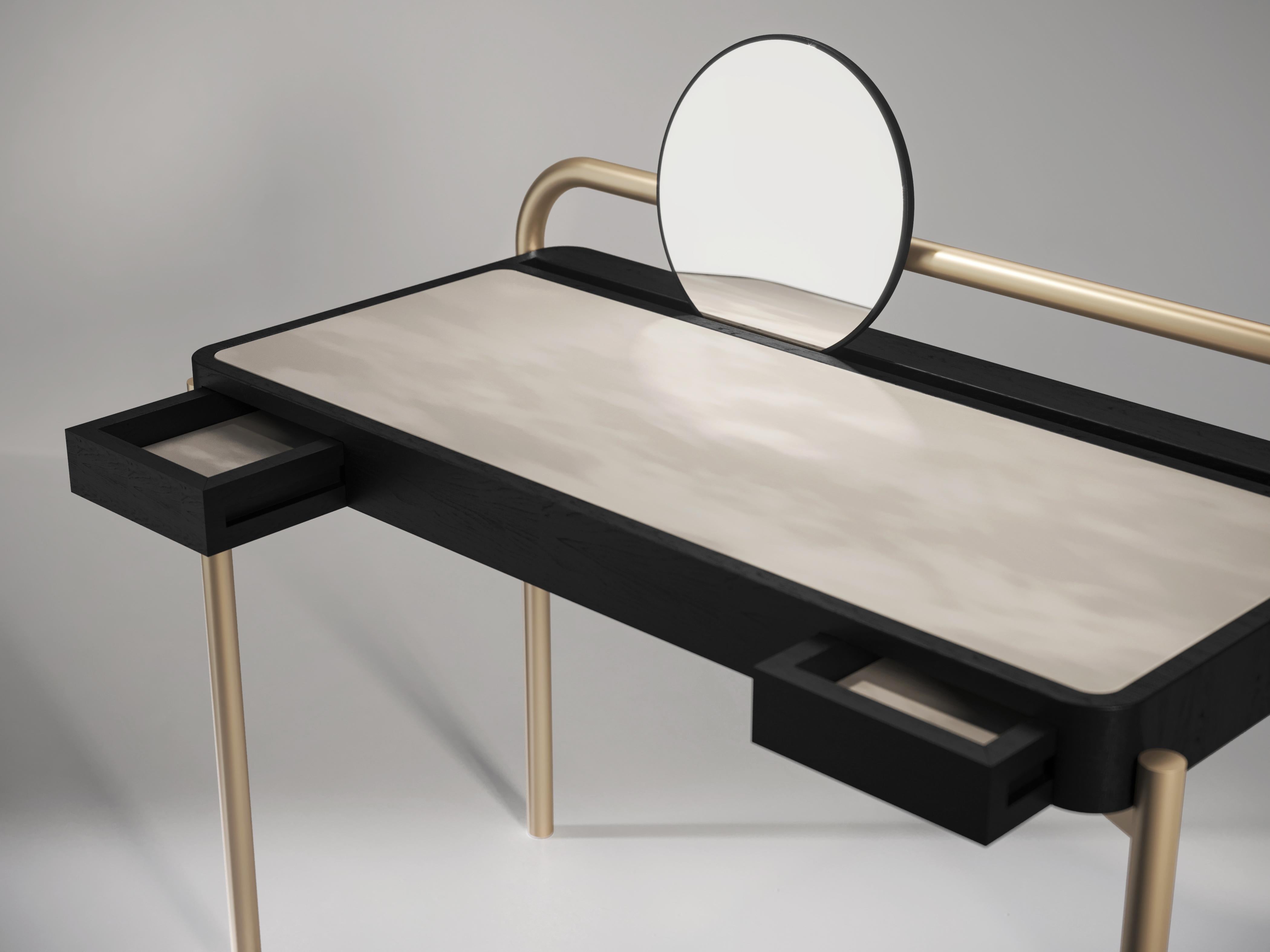 Rolle Contemporary Schreibtisch aus Metall und Holz (Italienisch) im Angebot