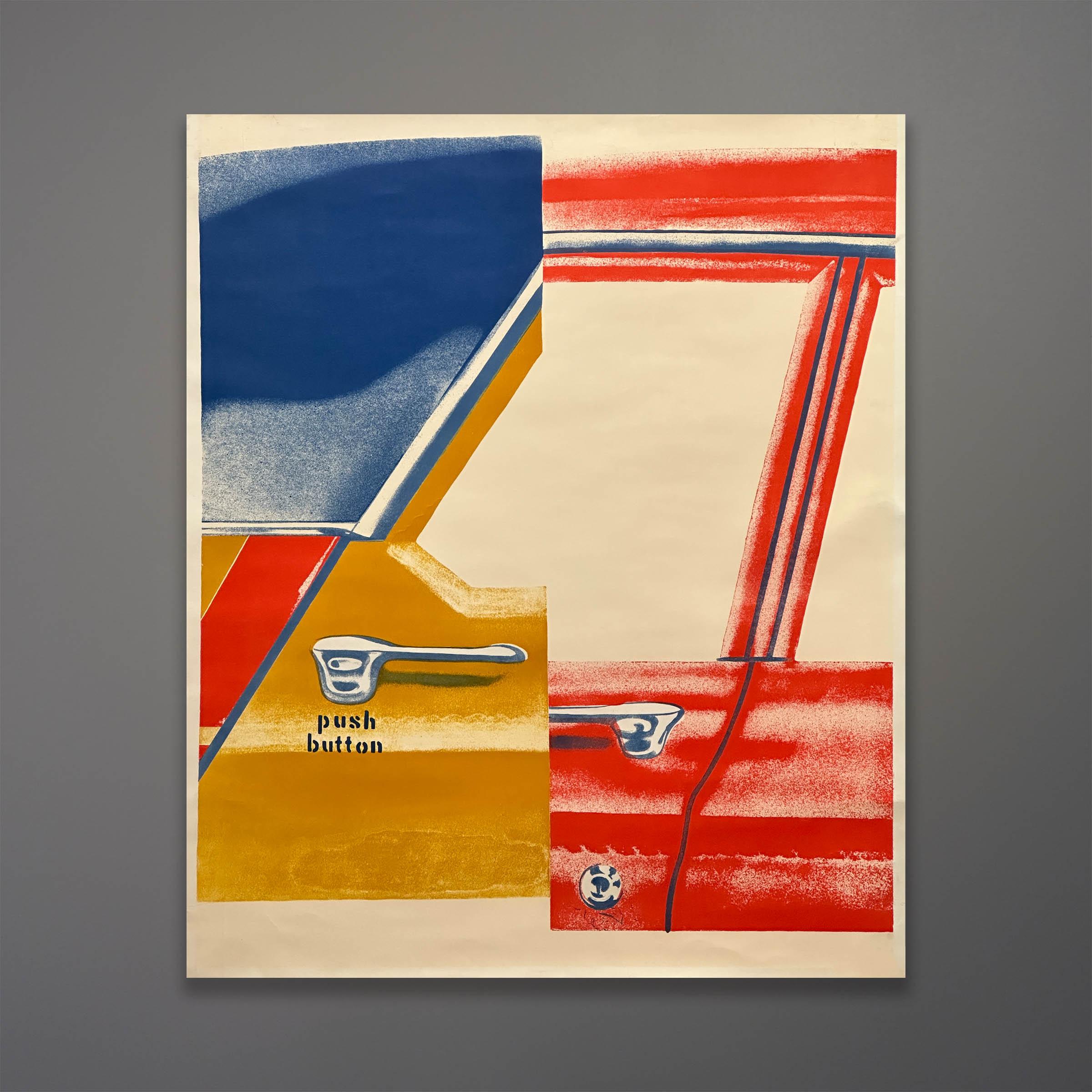 “Roll Down” is the title of the artwork by James Rosenquist, done in 1965. This is a color lithograph printed on wove art paper. Each color was printed from an individual plate, much like a silkscreen print. 18 × 22 inches. The Art Institute of