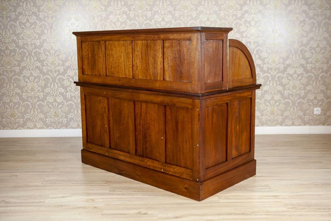 Roll-Top Softwood & Mahogany Veneer Desk - Signed Circa 1910 For Sale 9