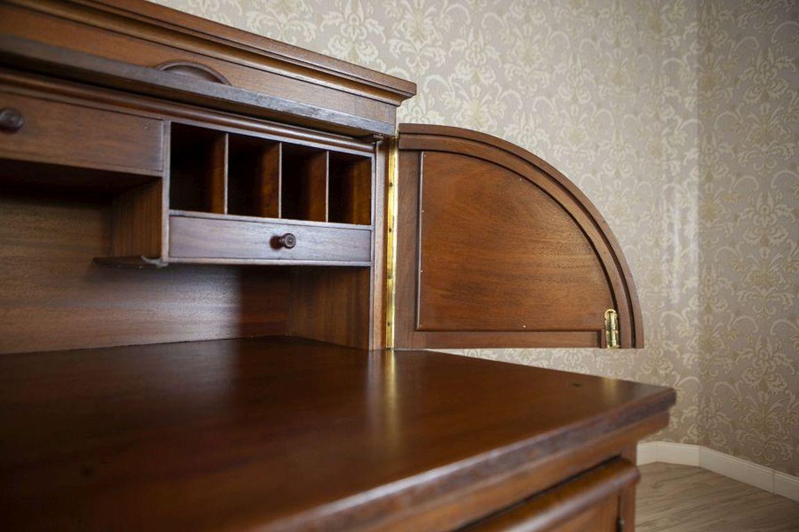 Roll-Top Softwood & Mahogany Veneer Desk - Signed Circa 1910 3